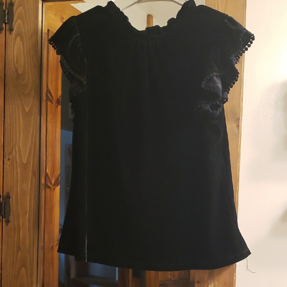 THML Black Velvet Ruffled Women's Top